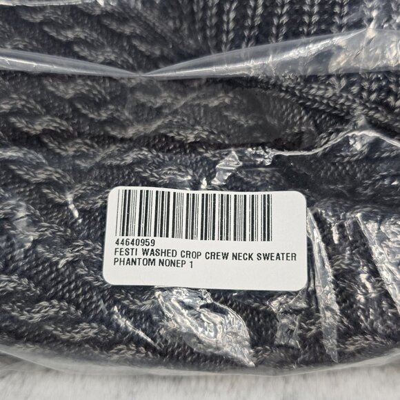 Torrid Festi 1 1X 14-16 Washed Black Phantom Crop Crew Neck Sweater Cable Knit - Picture 4 of 8